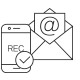 Ikona schematycznie przedstawiająca smartfon z napisem REC oraz otwartą kopertę ze znakiem poczty elektronicznej